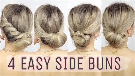 4 Easy Elegant Side Bun Hairstyles 💗 Medium And Long Hairstyles Youtube