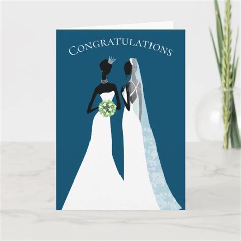 elegant lesbian wedding congratulations two brides card