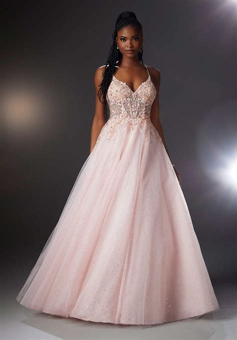 Floral Embroidered Tulle Ballgown With V Neckline Morilee