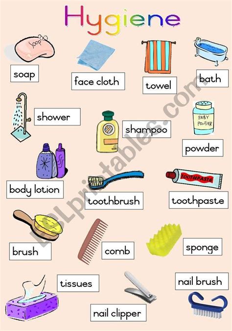 A Poster With Words Describing Hygiene And Other Things To Do In The