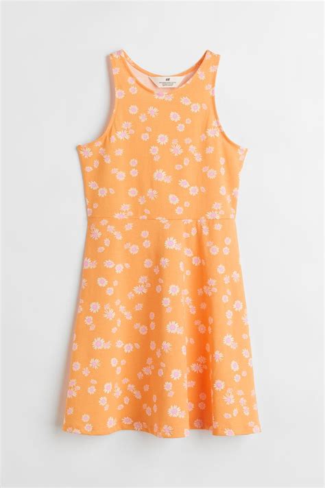 Patterned Jersey Dress Light Orangefloral Kids Handm My