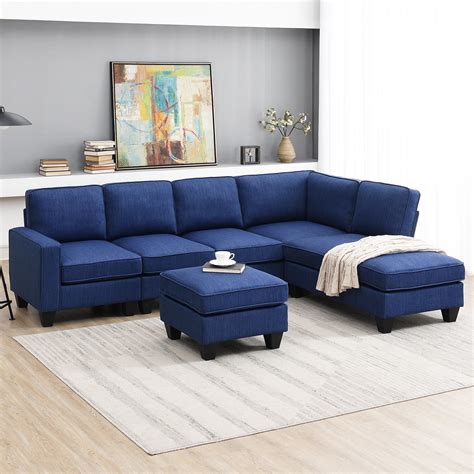 Free Shipping Euroco Modern L Shaped Sofa 7 Seat Sectional Couch Set