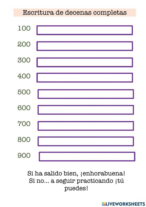 Escritura De Números Con Centenas Completas Worksheet Live Worksheets