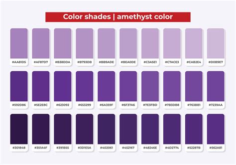 Amethyst Color Shades With Rgb Hex For Textile Fashion Design Paint