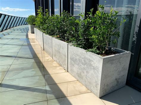 Concrete Planter Box Large Polished Patio Trough Outdoor Concrete