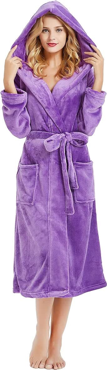 Heartnice Womens Hooded Fleece Robe Soft Plush Bathrobe For Womens Fluffy Cute Long House Coat