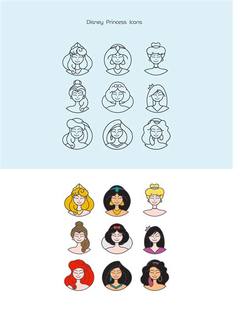 Disney Princess Icons On Behance