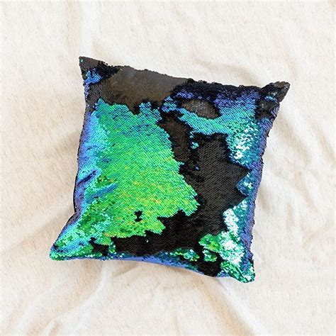 Mermaid Pillow With Insert Green Flip Sequin 16x16 Decorative Throw