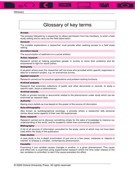 Glossary Of Key Terms Oxford University Press