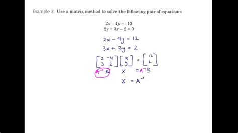 Solving Simultaneous Equations Using Matrices Youtube