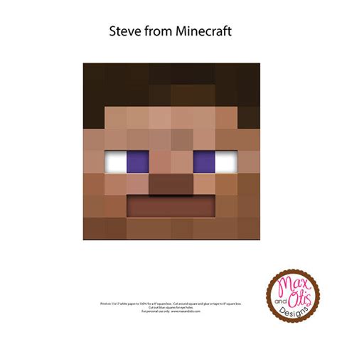 Minecraft Steve Printable Box Head Max And Otis Designs