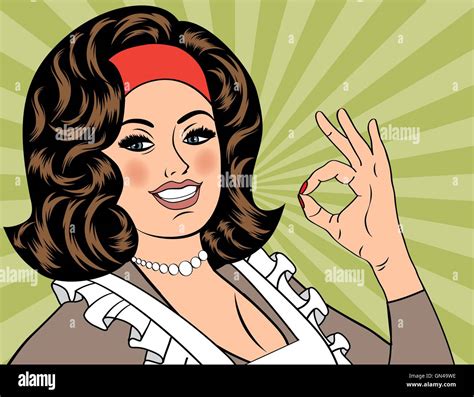 Pop Art Cute Retro Woman In Comics Style With Ok Sign Stock Vector Image And Art Alamy