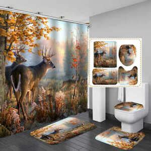 Art deer bath mat toilet cover rugs shower curtain bathroom animal decor. Autumn Forest Deer Bath Mat Toilet Cover Rug Shower ...