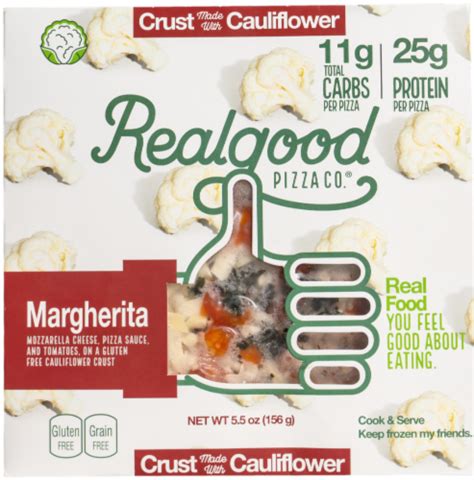 The Real Good Food Company Low Carb Personal Margherita Cauliflower Crust Pizza 55 Oz
