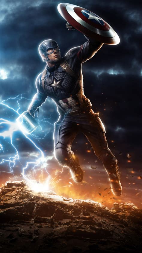 720x1280 Captain America Mjolnir Avengers Endgame 4k Art Moto Gx