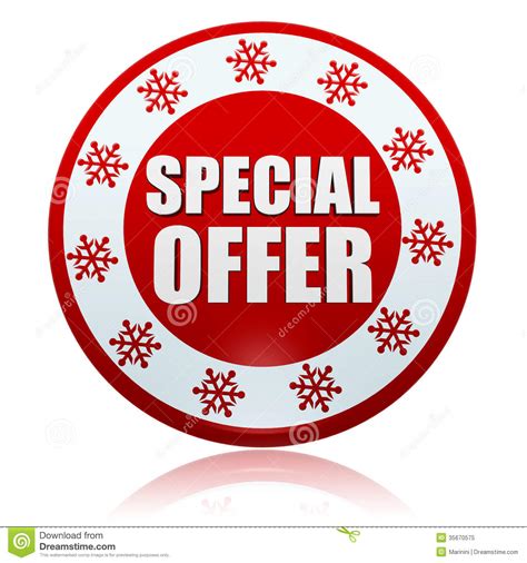 Christmas Special Offer On Red Circle Banner With Snowflakes Symbols Stock Illustration ...