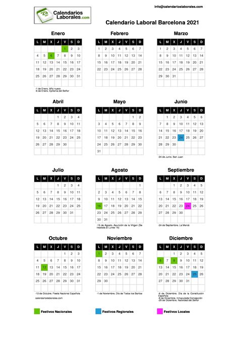 Calendario laboral oficial 2021, publicado en el boe. Calendario Laboral Barcelona 2021