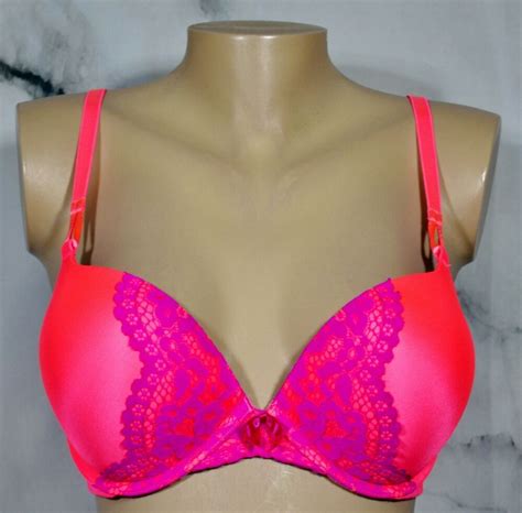 Victoria S Secret Hot Coral Pink Miraculous Plunge Push Up Underwire