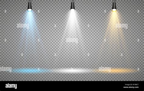 Set Of Colored Searchlights On A Transparent Background Bright