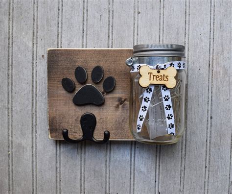 Dog leash holder with treat jar. Dog treat jar/Leash holder | Etsy