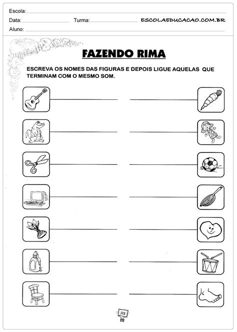 Atividade Com Rimas 2 Ano