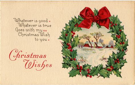 Vintage Christmas Wreath Card The Graphics Fairy