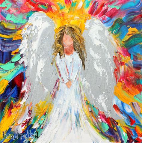 Guardian Angel Painting Angels Art Original Oil Impressionism Fine Art Impasto On Canvas By