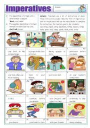 Change the following imperative sentences into passive voice. English Worksheets: Imperatives (class instructions ...