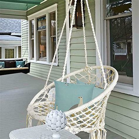 Everyday low prices and amazing selection. Hanging Hammock Chair Macrame Swing White for Indoor