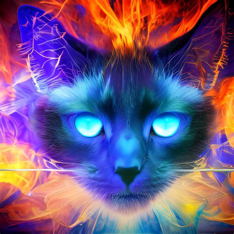 Blue Flame Black Cat Fire Psychedelic By Giuseppedirosso On Deviantart