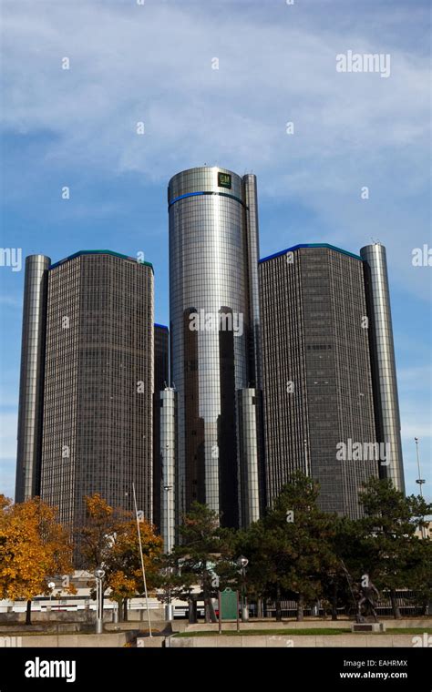 A View Of The General Motors Headquarters In Downtown Detroit Stock