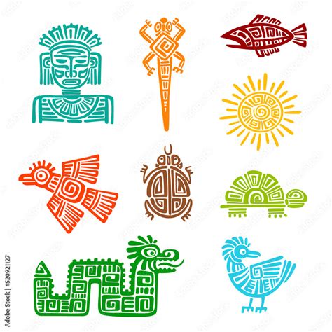 Mayan Aztec Totem Animals Vector Animal Symbols With Tribal Ethnic