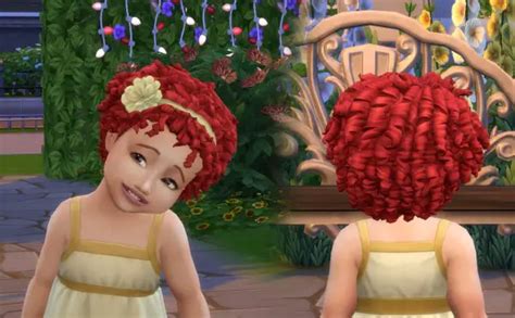 Mystufforigin Flower Tight Curls Sims 4 Hairs