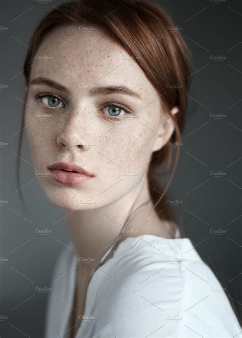 Ad Beautiful Girl With Freckles By Aleshyn Andrei On Creativemarket