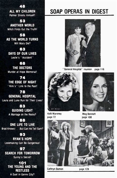 Soap Opera Digest Contents Page October 14 1980