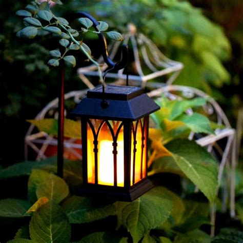 Vintage Led Solar Lantern Lights Outdoor Hanging Light Candle Lantern