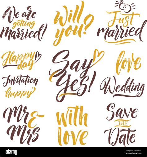 Save The Date Hand Drawn Letters Lettering Set With Different Words