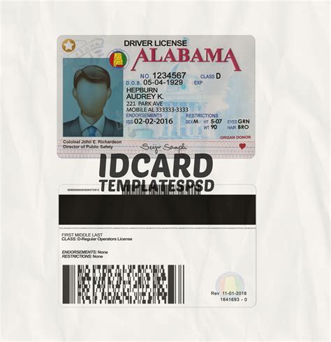 Alabama Driver License Psd Id Card Templates Psd