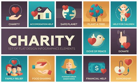 Charity Set Of Flat Design Infographics Elements Stock Illustration