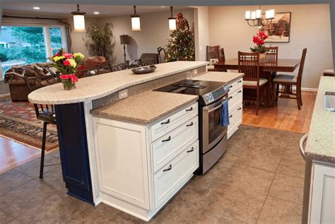 Blue is a bright and cheerful color that can bring a sense of calm to any kitchen. Kitchen island with stove and oven ranges | Kitchen ...