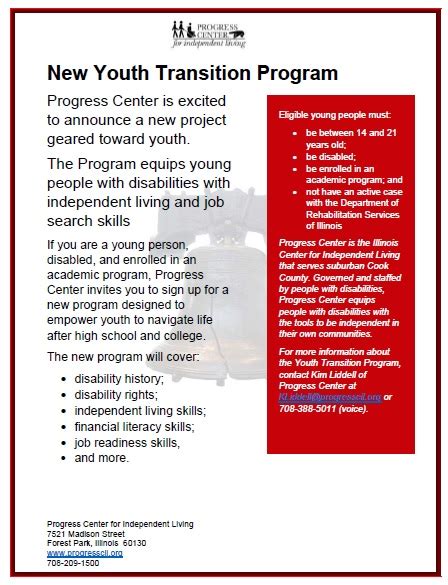 new youth transition program progress center