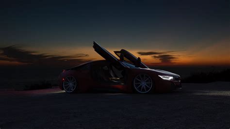 Download Wallpaper 1366x768 Car Supercar Sports Car Night Sunset Tablet Laptop Hd Background