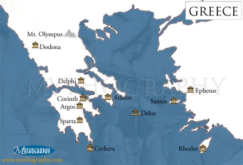 Greek Mythology Map Of Cities Shrines And Sacred Sites
