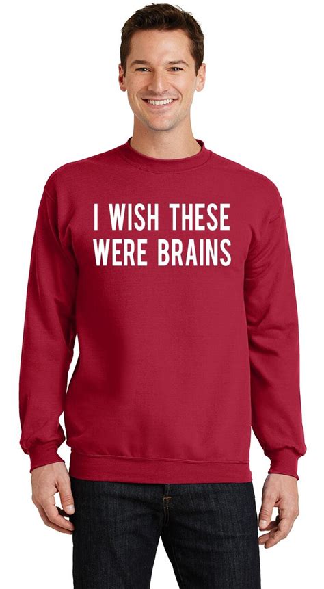 Mens I Wish These Were Brains Sweatshirt Boobs Rude Girlfriend Wife Ebay