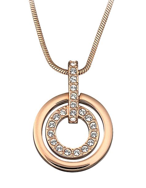 Lyst Swarovski Rose Gold Plated Circle Pendant Necklace In Metallic