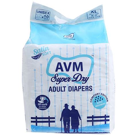 Buy Avm Super Dry Satin Soft Adult Diapers Xl Pack Of 10 In Wholesale