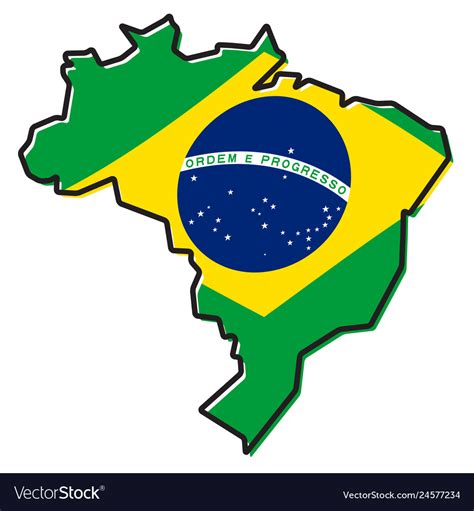 Simplified Map Of Brazil Outline With Slightly Vector Image