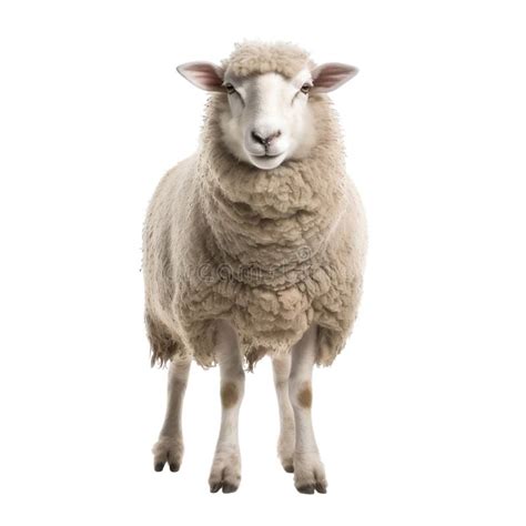 Sheep Isolated On White Background Realistic Stock Illustration