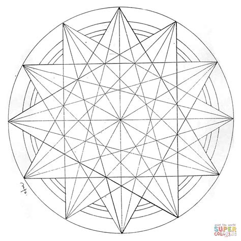 Indeed, all these drawings are made of geometric patterns : Geometric Mandala coloring page | Free Printable Coloring ...