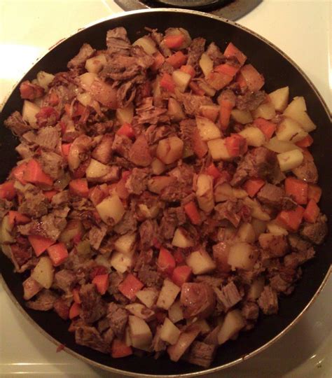Beef roast, garlic, soy sauce, baby carrots, baby red potatoes and 6 more. I make this everytime I have pot roast, potatoes and carrots leftover. | Crockpot recipes, Food ...